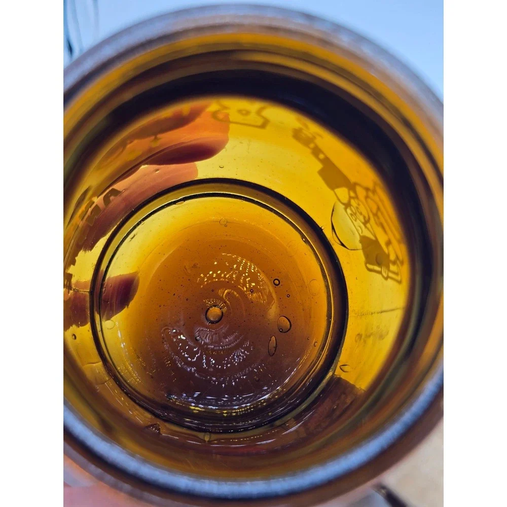 Vintage 70s Siesta Ware Amber Glass Barrel Mug Booze Is The Only Answer Woo